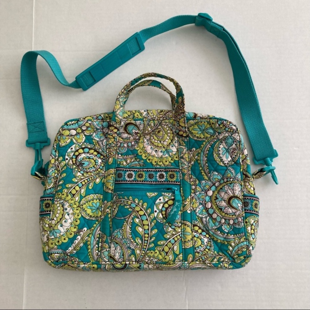 Retired Vera Bradley Peacock Messenger Laptop Bag With Strap